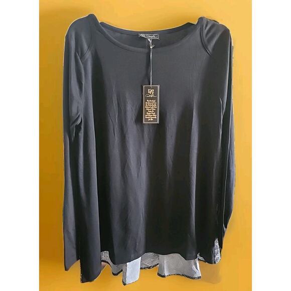 DG2 by Diane Gilman Printed Back HiLow Hem Top, Black, Medium A117 NWT Excellent - Picture 1 of 5